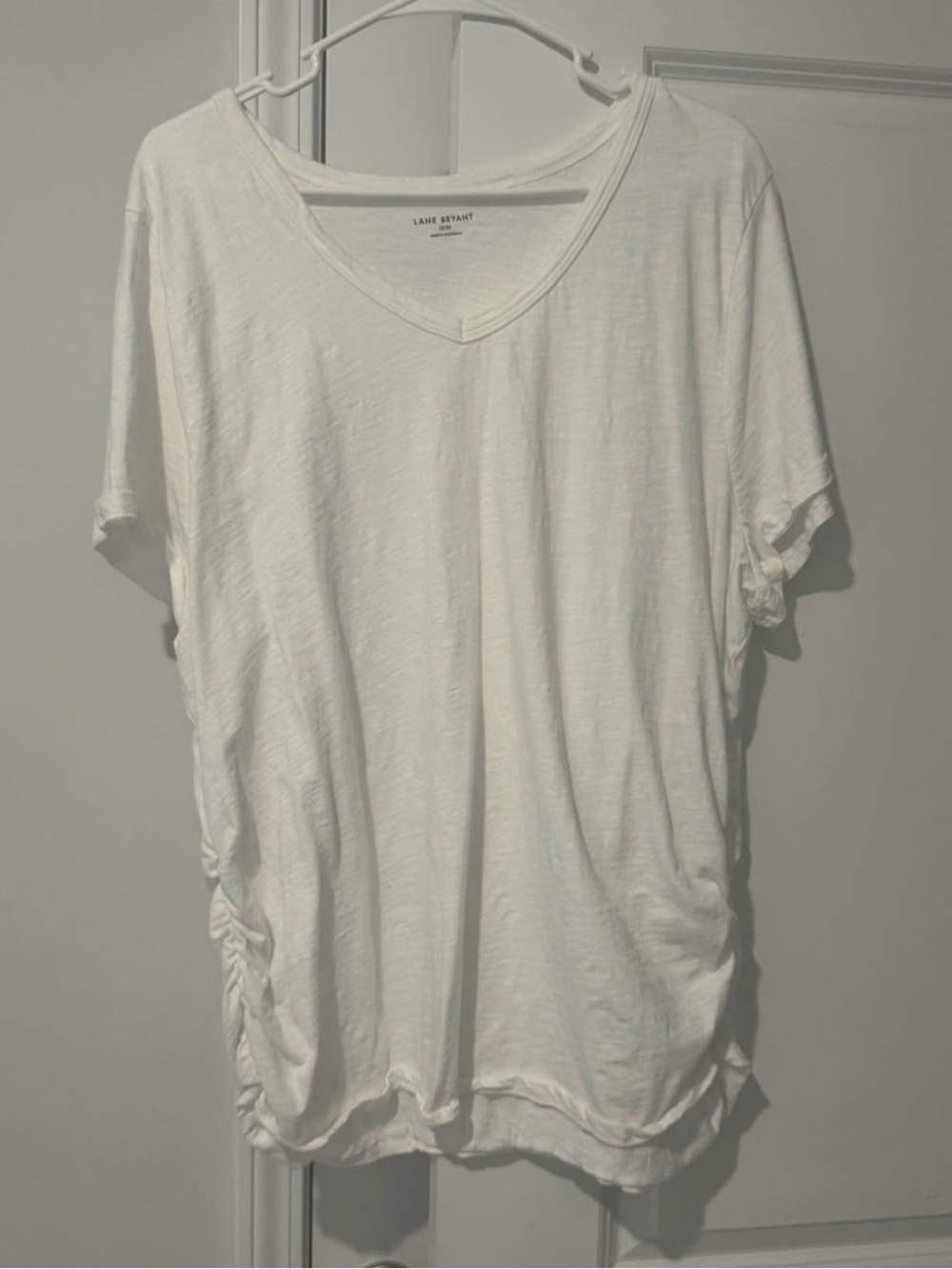 Lane Bryant Short Sleeve V-Neck Tee with Side Ruching